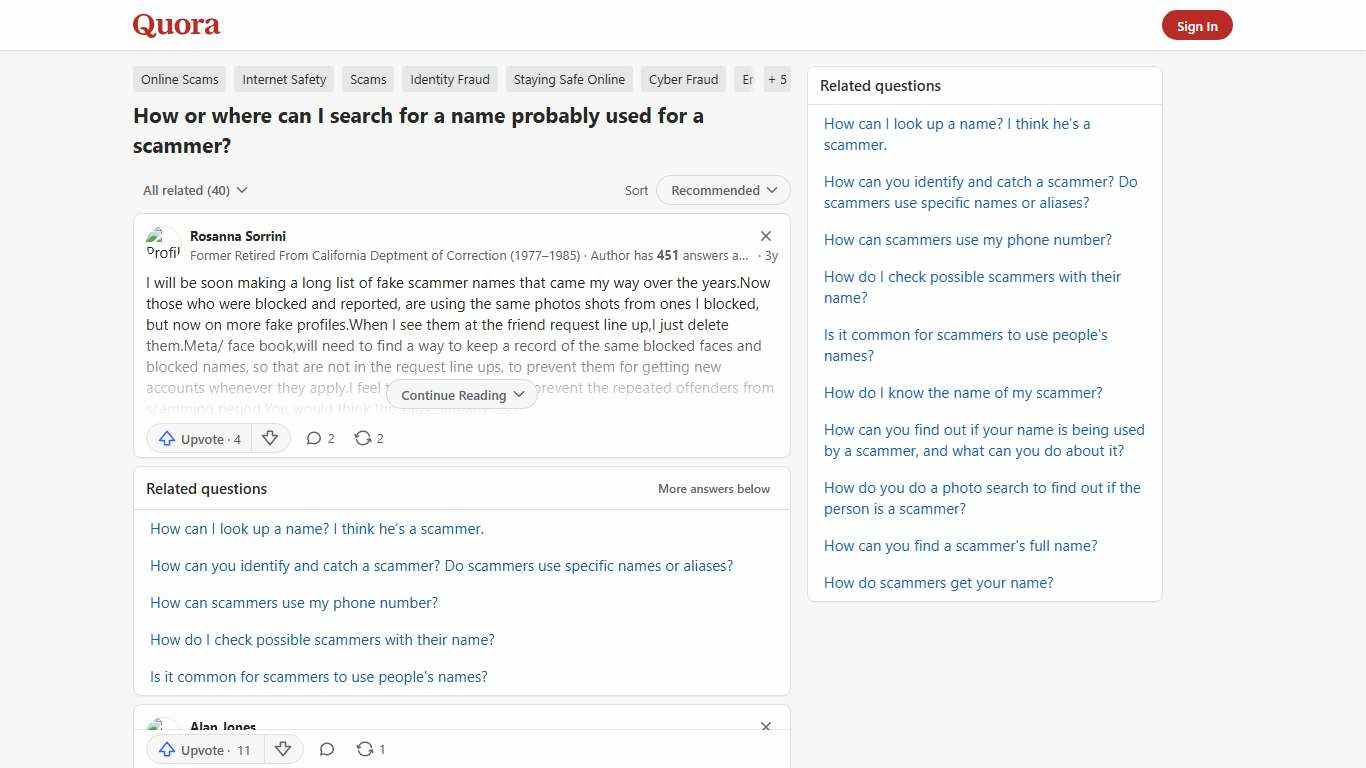 How or where can I search for a name probably used for a scammer? - Quora